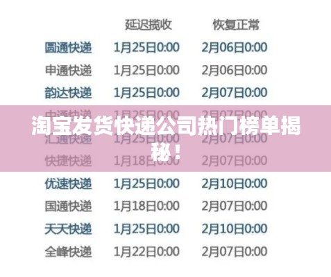 淘宝发货快递公司热门榜单揭秘！